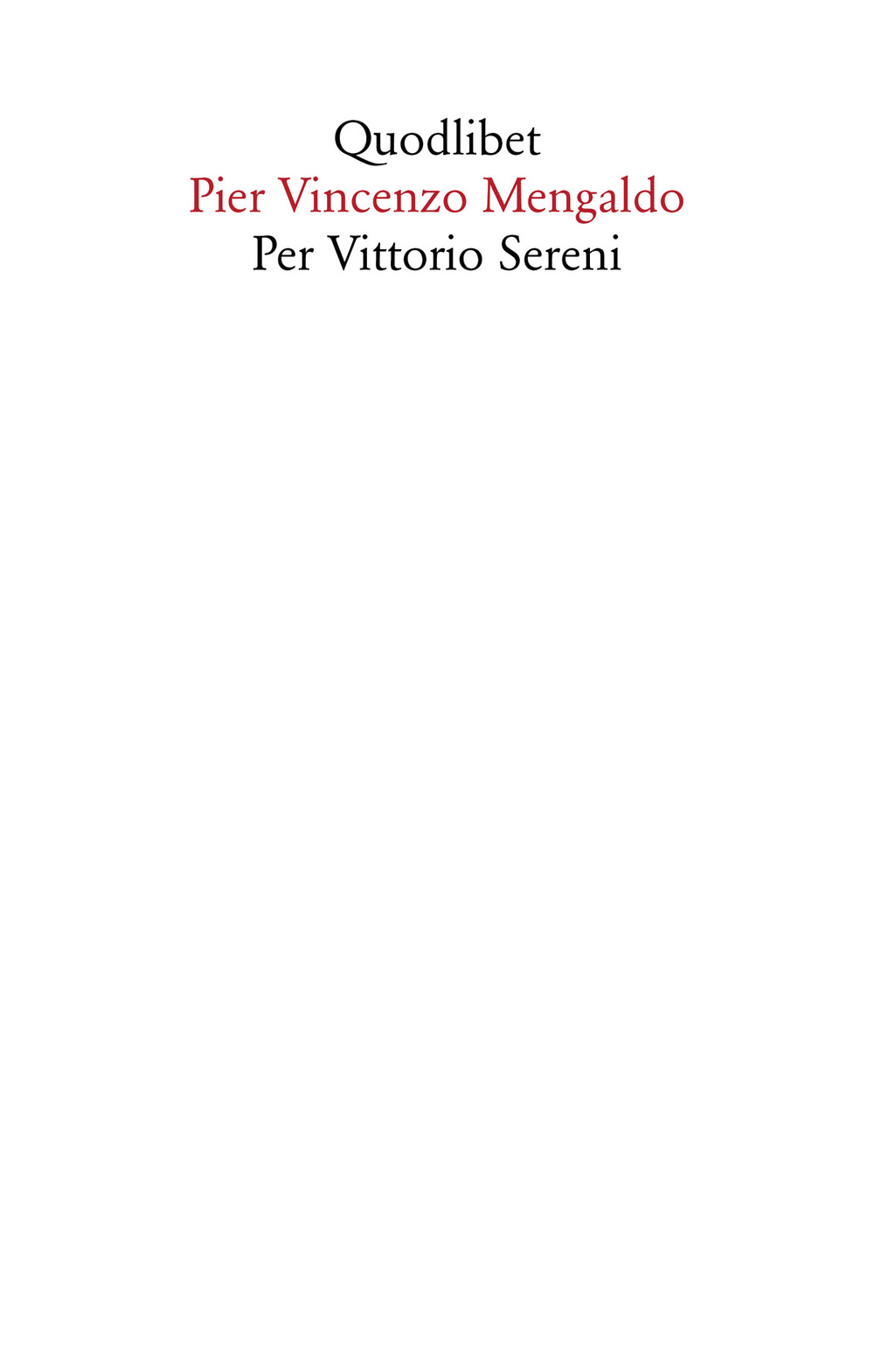 PER VITTORIO SERENI - 9788822906953