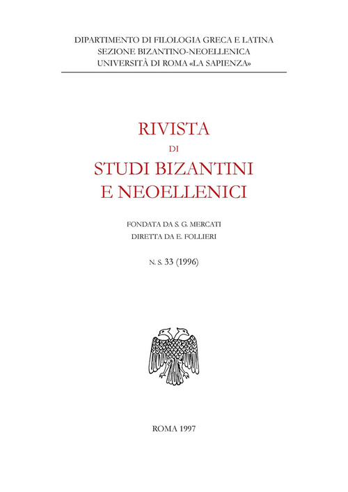 Rivista di studi bizantini e neoellenici. Volume Vol. 33