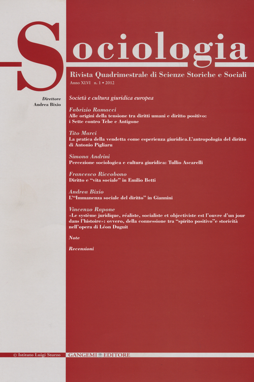 Sociologia. Rivista quadrimestrale di scienze storiche e sociali. Volume Vol. 1