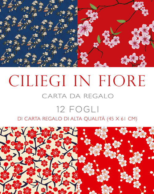 Ciliegi in fiore. 12 fogli di carta regalo di alta qualità (45x61 cm)