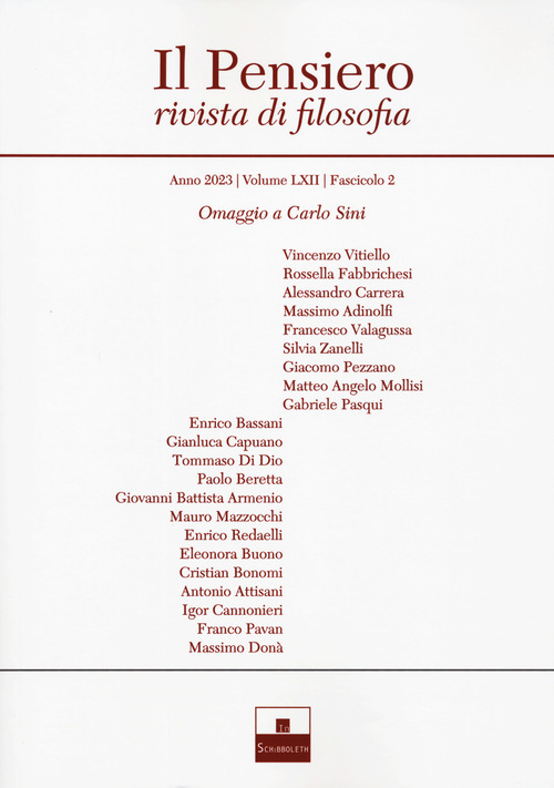 Il pensiero. Rivista di filosofia. Volume Vol. 62/2