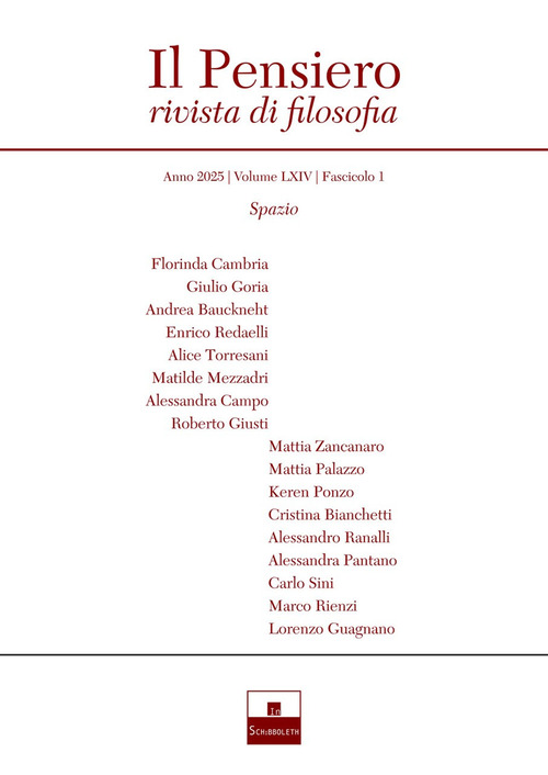 Il pensiero. Rivista di filosofia. Volume Vol. 64
