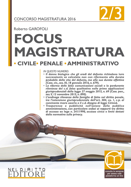 Focus magistratura. Concorso magistratura 2016: Civile, penale, amministrativo. Volume 2