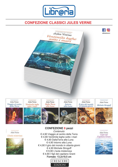 Confezione classici: Viaggio al centro della terra-Ventimila leghe sotto i mari-Dalla Terra alla Luna-Intorno alla luna-Il giro del mondo in ottanta giorni-Michele Strogoff-L'isola misteriosa-I figli del capitano Grant