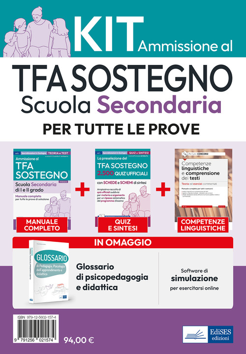 Kit base specializzazione sostegno didattico scuola secondaria. Eserciziari + Manuale + Software + Glossario