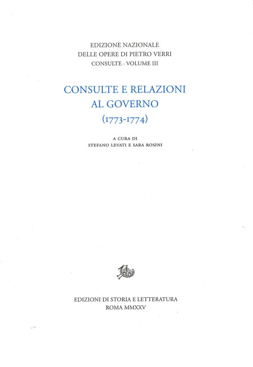 Consulte e relazioni al governo (1773-1774)