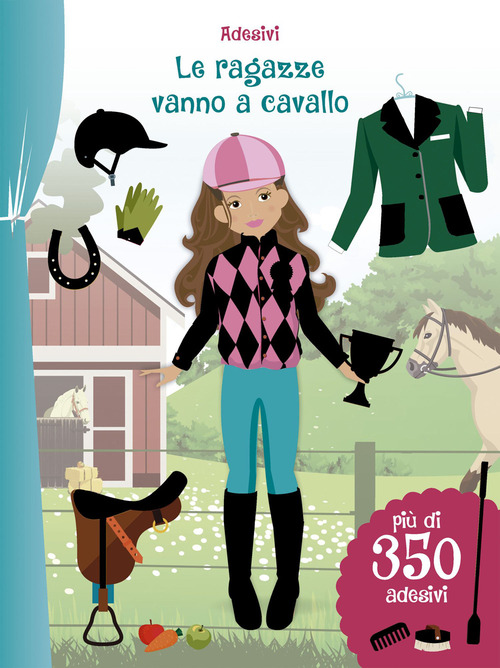 Le ragazze vanno a cavallo. Con adesivi