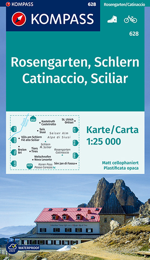 Carta escursionistica n. 628. Catinaccio, Sciliar-Rosengarten, Schlern 1:25.000