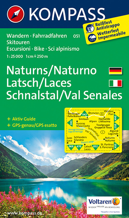 Carta escursionistica n. 051. Naturno, Laces, Val Senales-Naturns, Latsch, Schnalstal 1:25.000