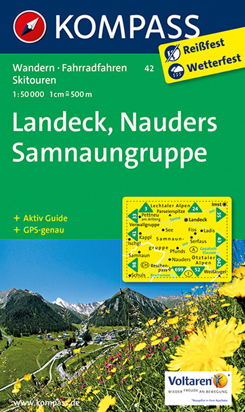 Carta escursionistica n. 42. Landeck, Nauders, Samnaungruppe 1:50.000