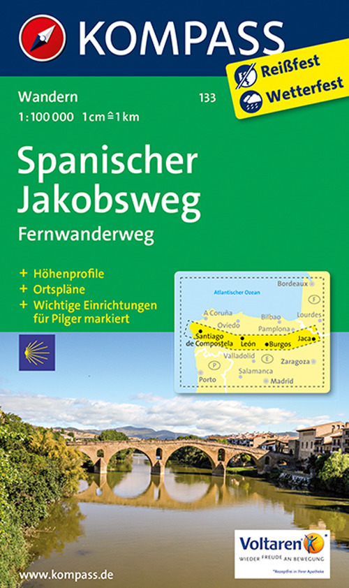 Carta escursionistica n. 133. Cammino di Santiago tratto spagnolo-Spanischer Jakobsweg 1:100.000. Ediz. bilingue