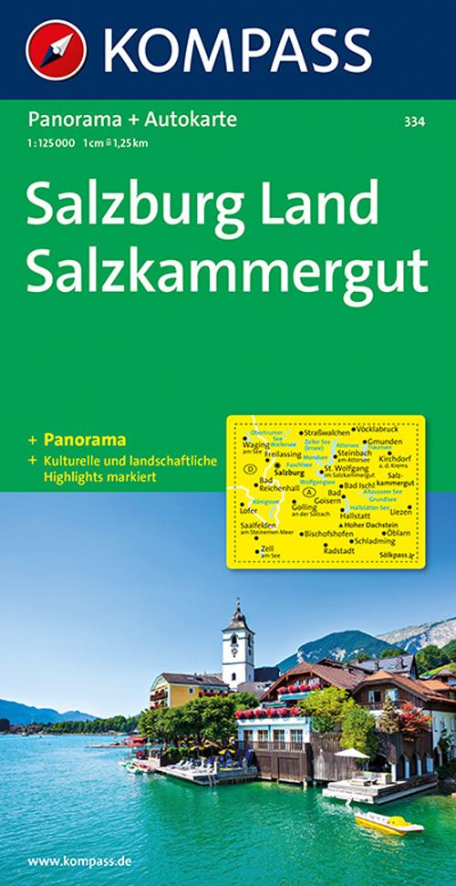 Carta stradale e panoramica n. 334. Salzburg Land, Salzkammergut 1:125.000. Ediz. bilingue