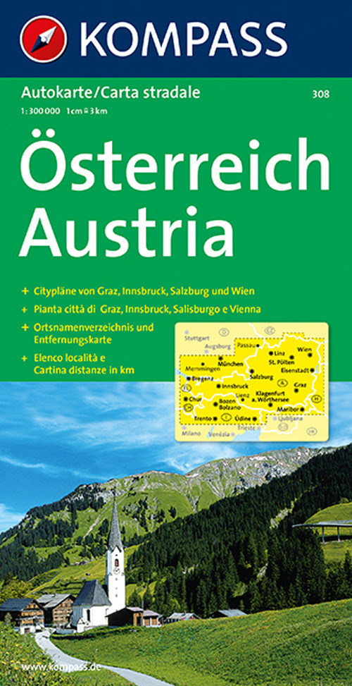 Carta stradale n. 308. Austria-Österreich 1:300.000. Ediz. bilingue