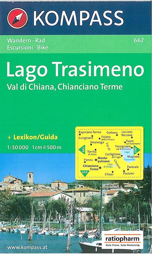 Carta escursionistica n. 662. Toscana, Umbria, Abruzzi. Lago Trasimeno, Val di Chiana, Chianciano Terme 1:50.000