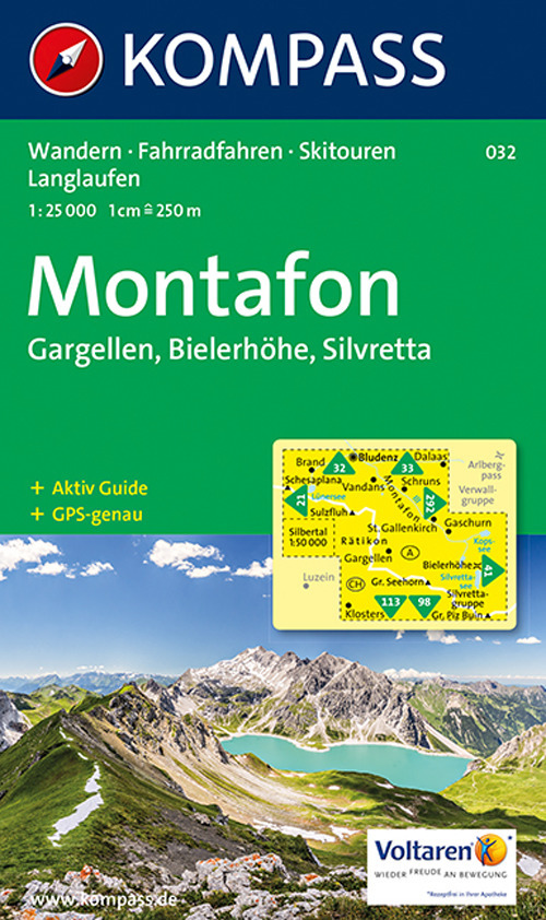 Carta escursionistica n. 032. Montafon, Gargellen, Bielerhöhe, Silvretta 1:25.000. Ediz. bilingue