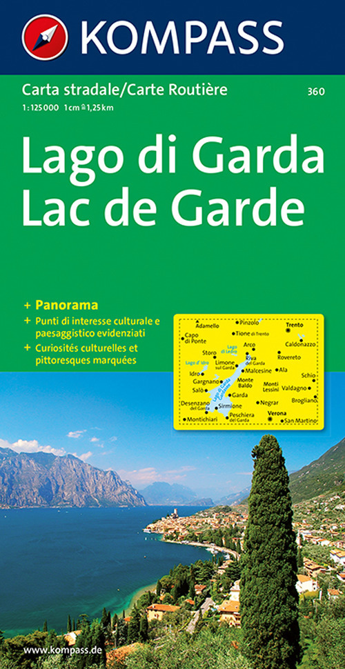 Carta stradale e panoramica n. 360. Lago di Garda-Lac de Garde 1:50.000. Ediz. bilingue