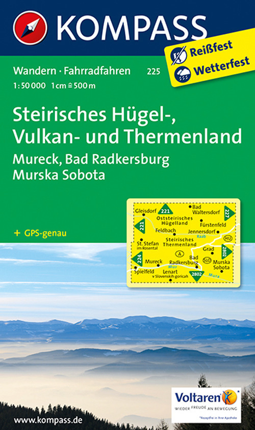 Carta escursionistica n. 225. Steirisches hügel, vulkan und thermenland 1:50.000