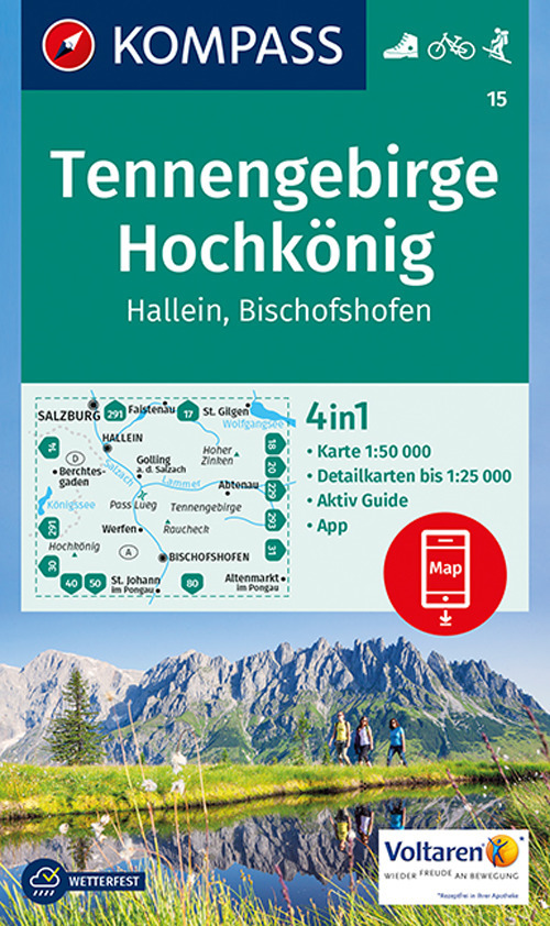 Carta escursionistica n. 15. Tennengebirge, Hochkönig, Hallein, Bischofshofen 1:50.000