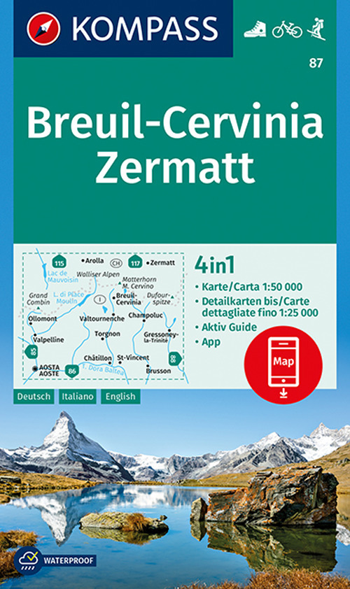 Carta escursionistica n. 87. Breuil-Cervinia, Zermatt 1:50.000. Ediz. multilingue