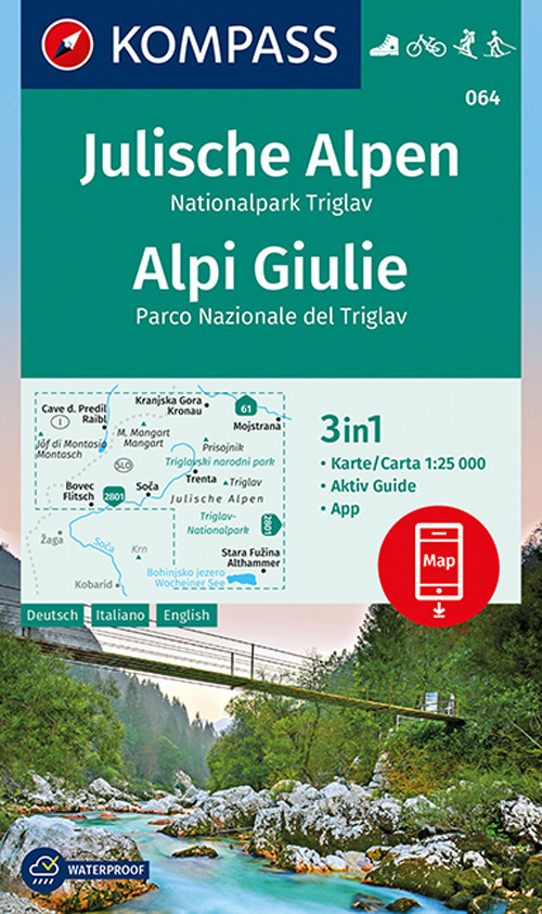 Carta escursionistica n. 064. Alpi Giulie, Parco Nazionale del Triglav 1:25.000. Ediz. tedesca, italiana e inglese