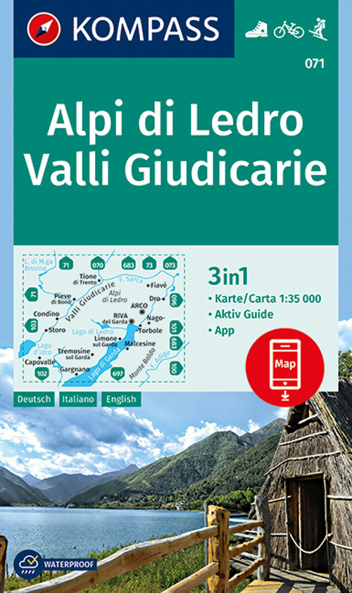 Carta escursionistica n. 071. Alpi di Ledro 1:50.000. Ediz. italiana, tedesca e inglese