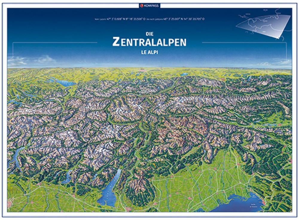Cartina n. 371. Le Alpi. Ediz. multilingue