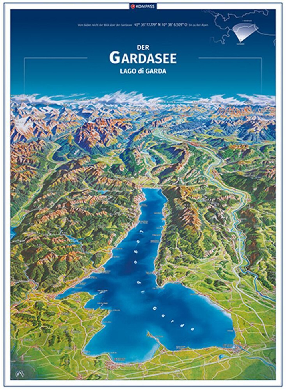 Cartina n. 373. Lago di Garda. Ediz. multilingue