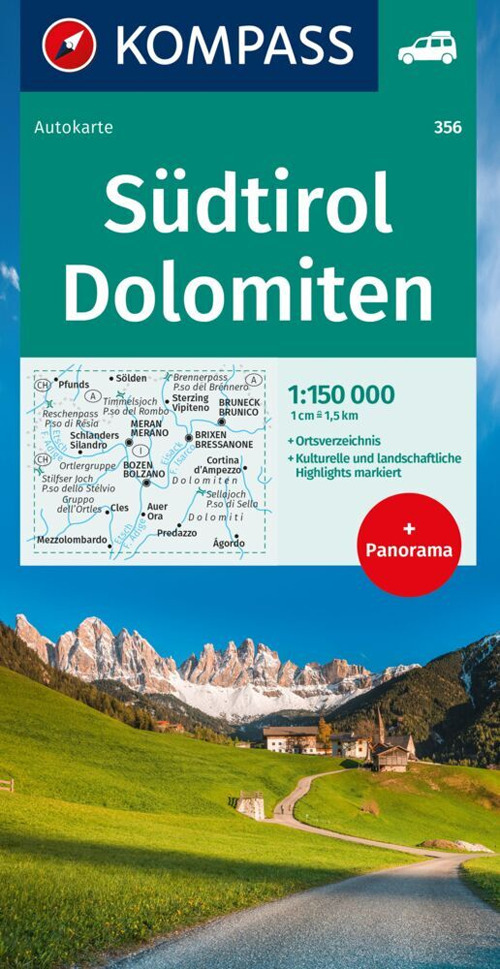 Carta stradale n. 356. Alto Adige, Dolomiti. Ediz. multilingue
