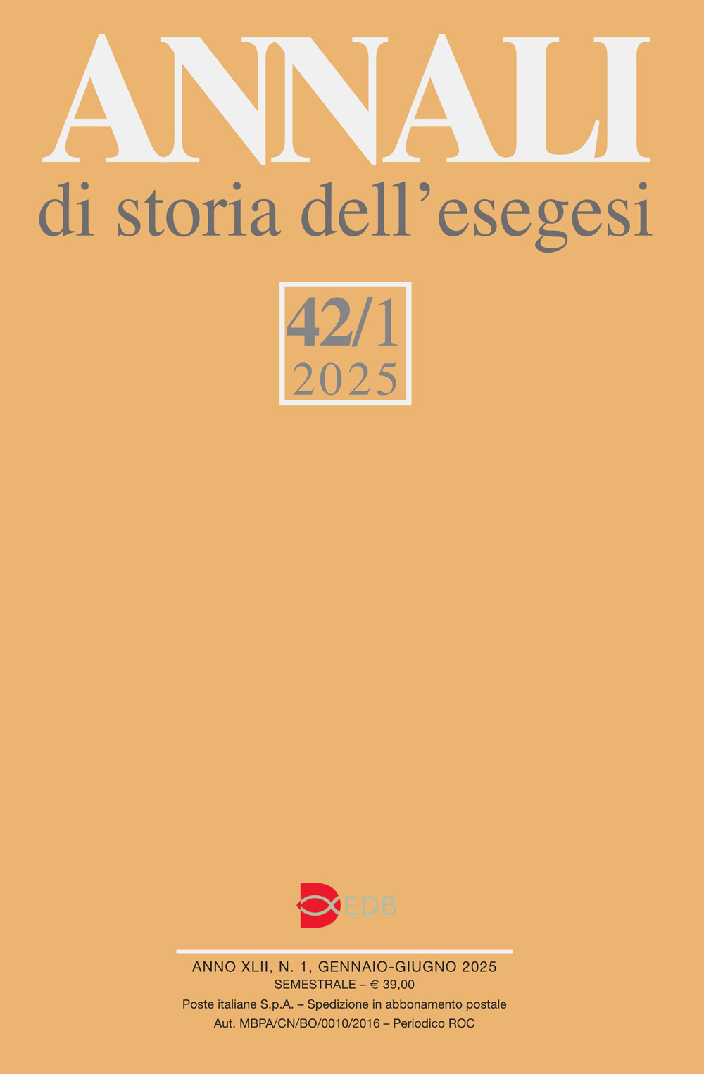 Annali di storia dell'esegesi (2025). Vol. 42/1