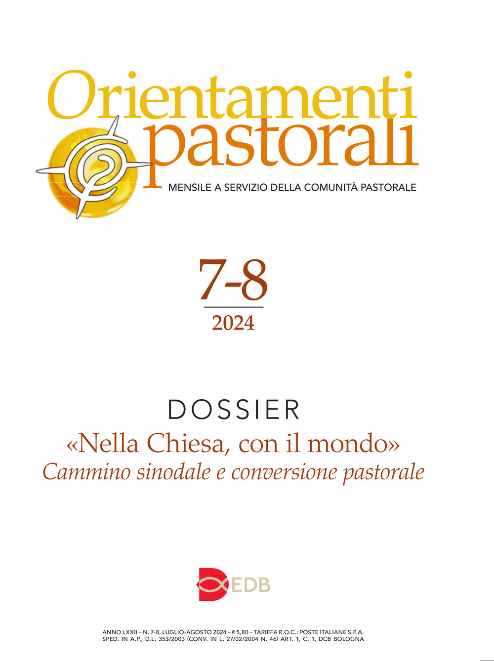 Orientamenti pastorali (2024). Vol. 7-8