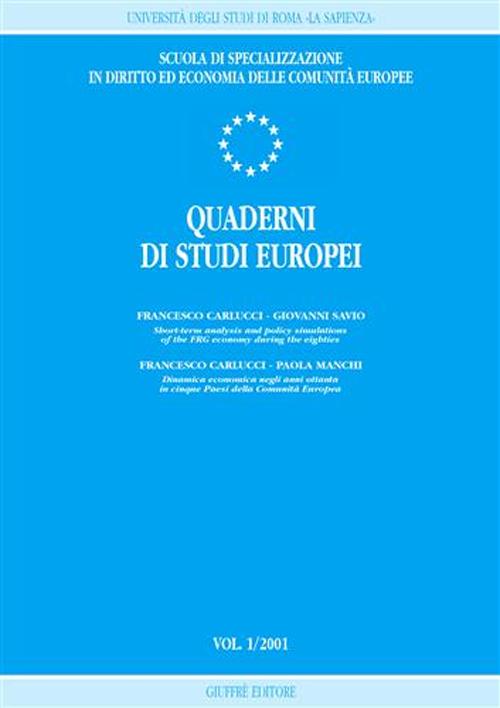 Quaderni di studi europei (2001). Vol. 1