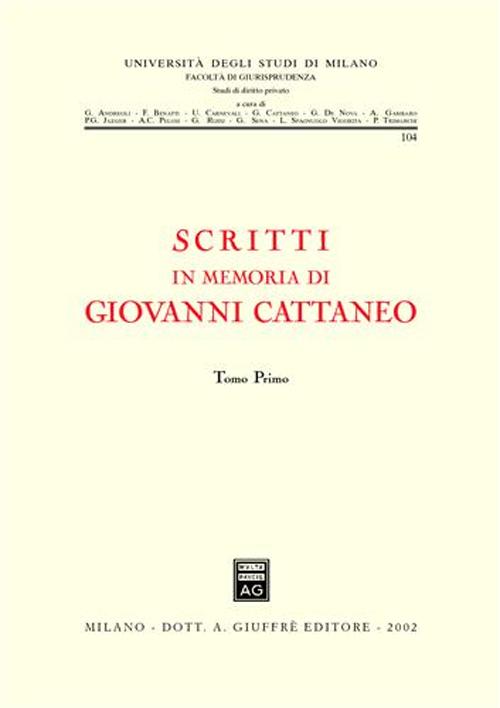Scritti in memoria di Giovanni Cattaneo