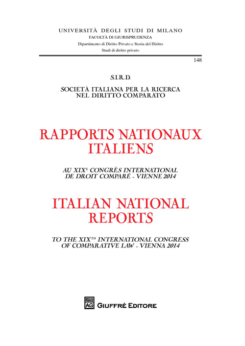 S.I.R.D. società italiana per la ricerca nel diritto comparato (Vienna 2014). Ediz. italiana, inglese e francese
