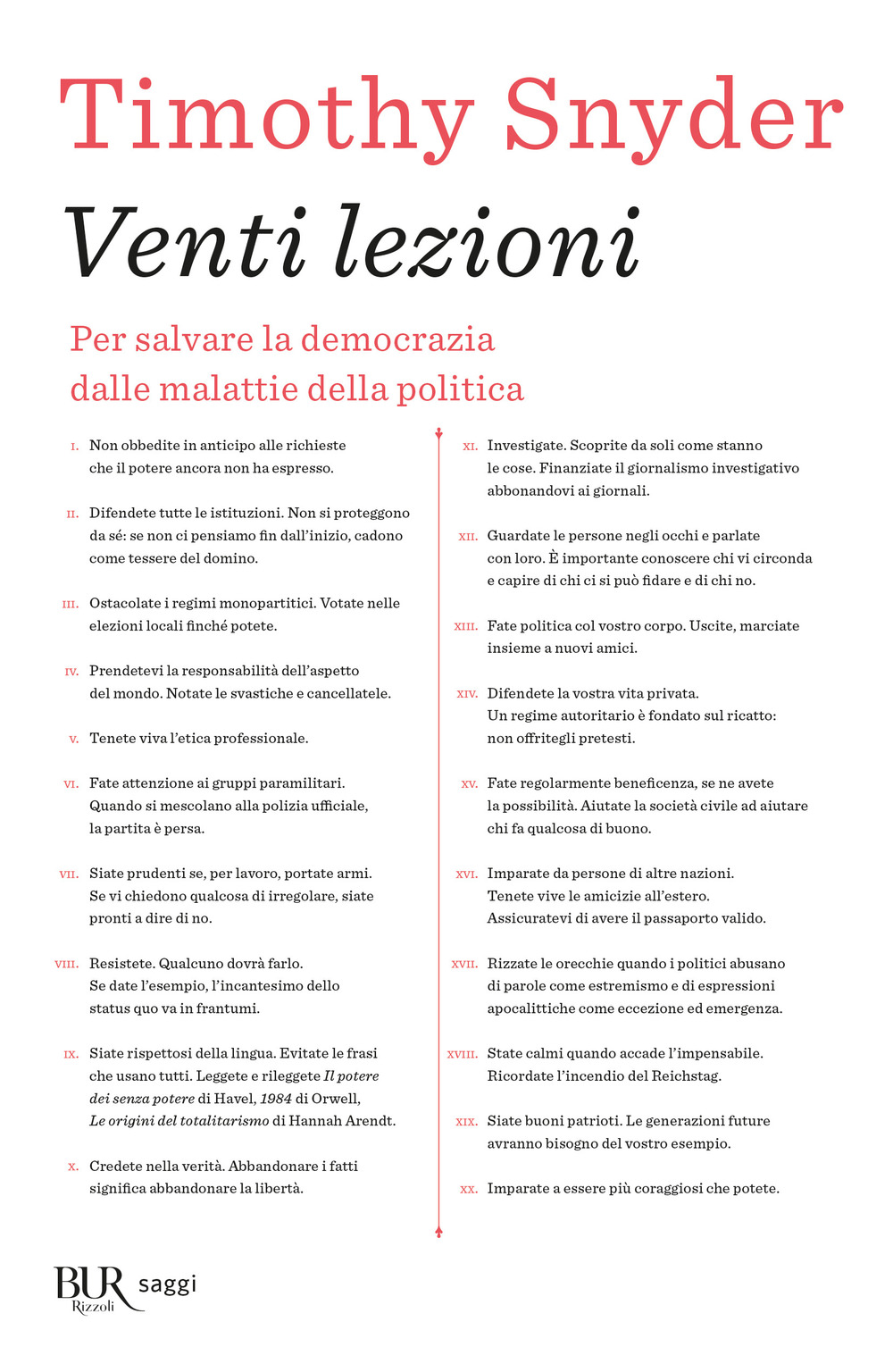 Venti lezioni. Per salvare la democrazia dalle malattie della politica