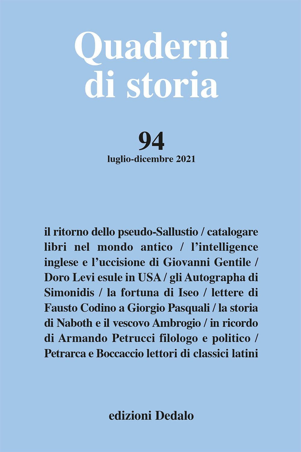 Quaderni di storia (2021). Vol. 94