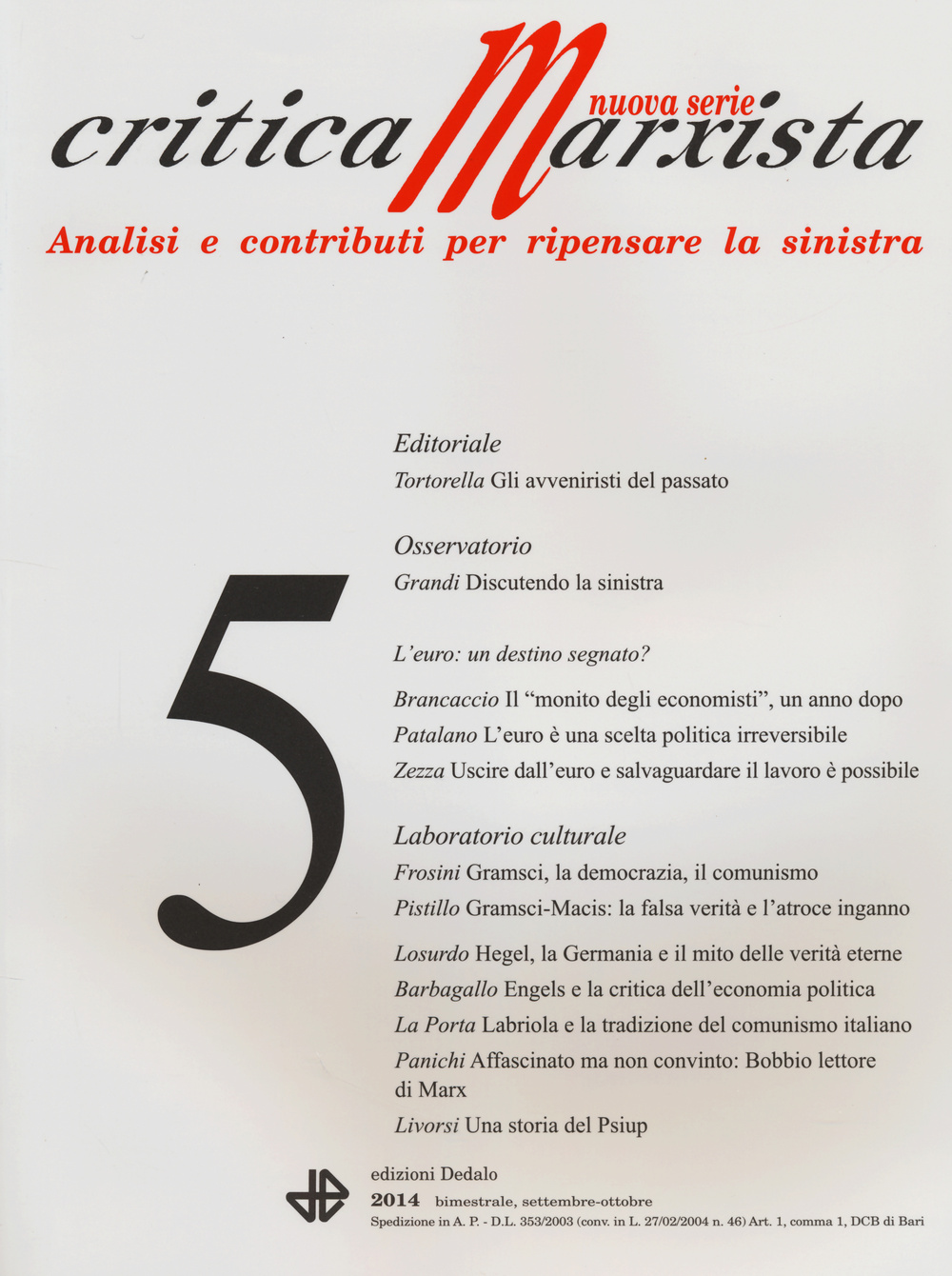 Critica marxista (2014). Vol. 5