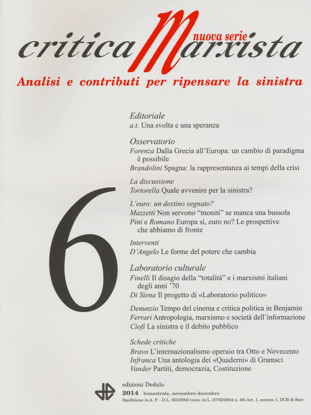 Critica marxista (2014). Vol. 6