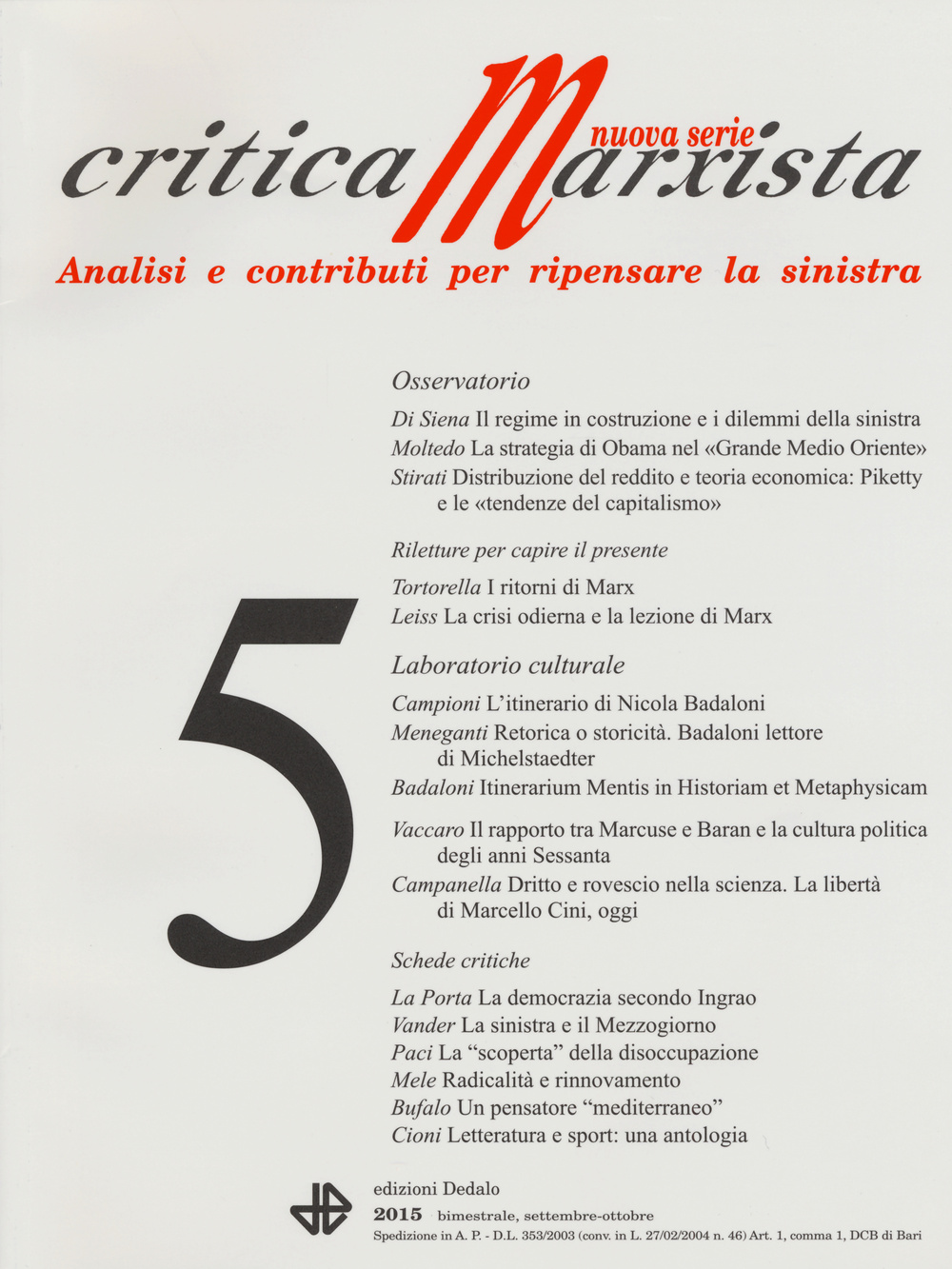 Critica marxista (2015). Vol. 5