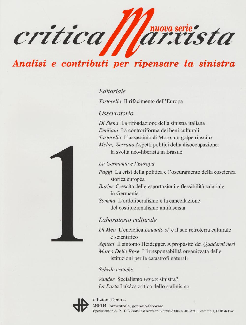 Critica marxista (2016). Vol. 1