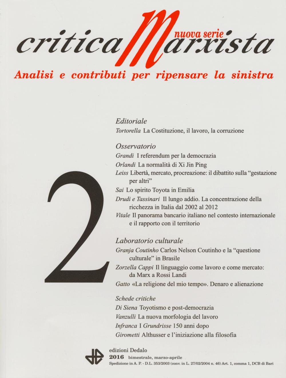 Critica marxista (2016). Vol. 2