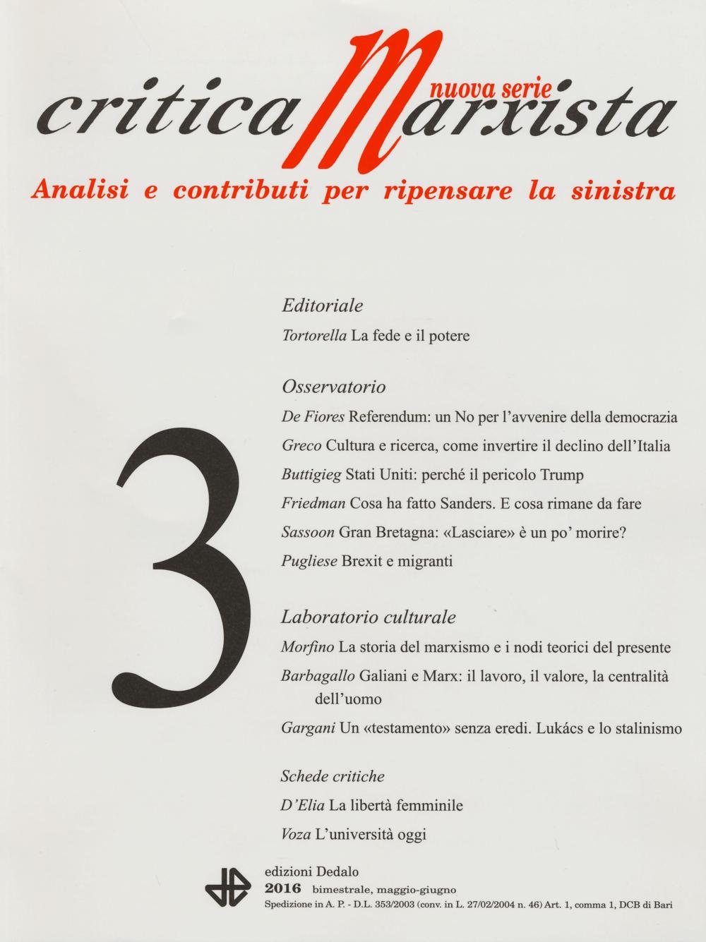 Critica marxista (2016). Vol. 3