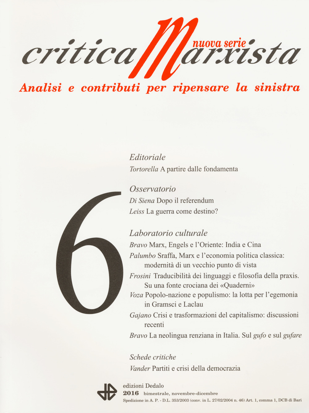Critica marxista (2016). Vol. 6