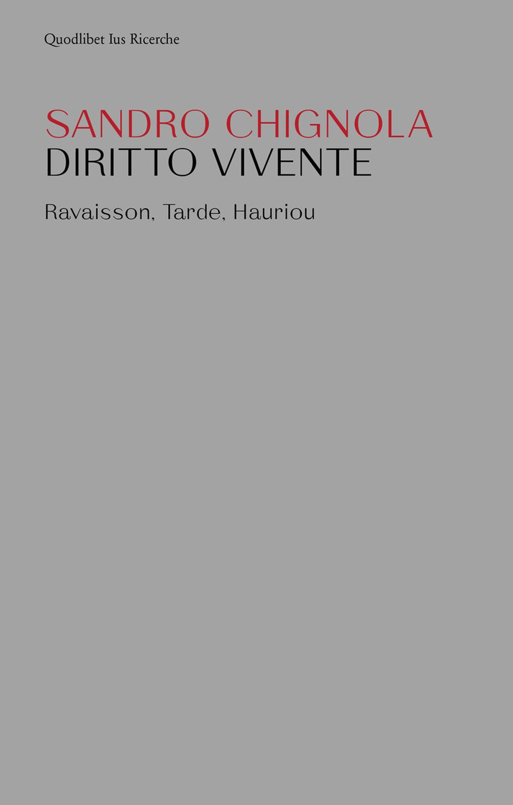 DIRITTO VIVENTE. RAVAISON, TARDE, HAURIOU - 9788822905017