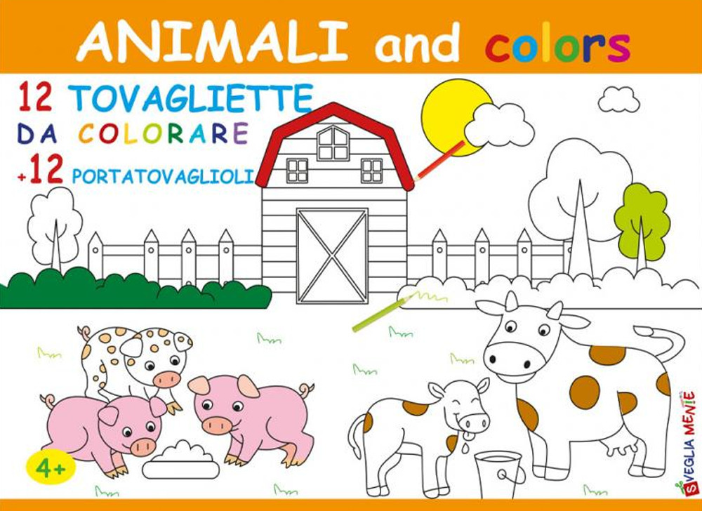 Animali and colors. 12 tovagliette da colorare + 12 portatavaglioli