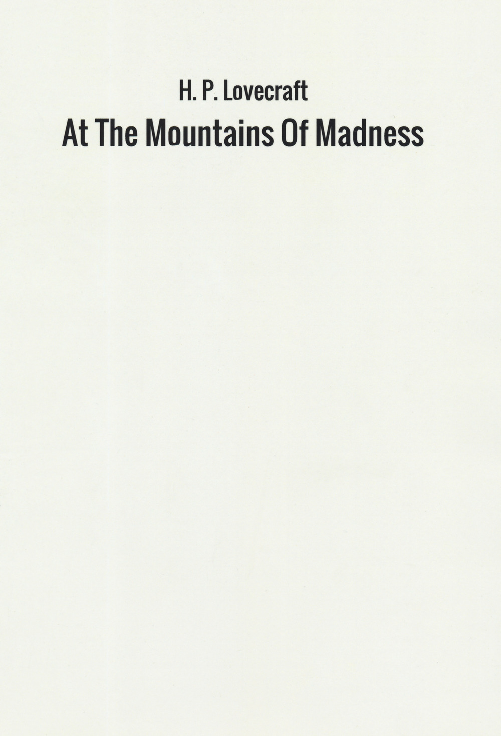 At the mountains of madness