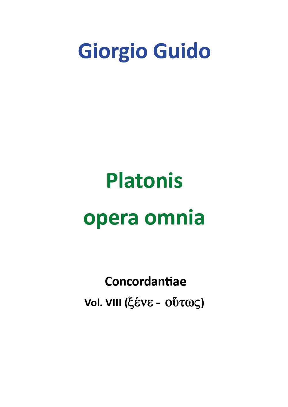 Platonis opera omnia. Concordantiae. Vol. 8