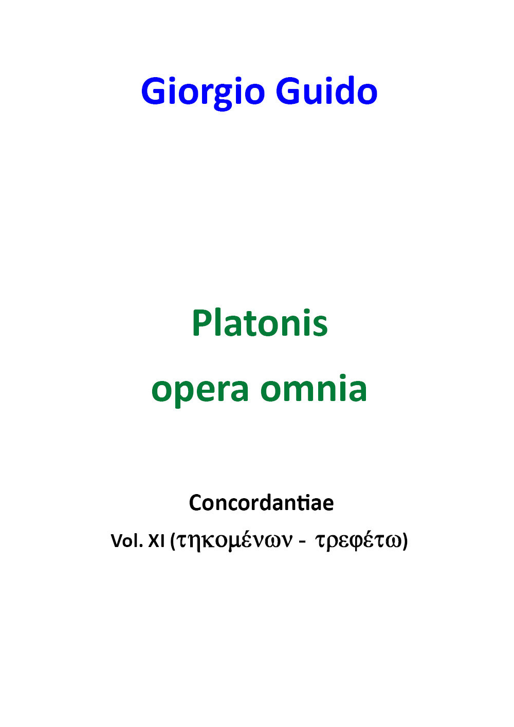 Platonis opera omnia. Concordantiae. Vol. 11
