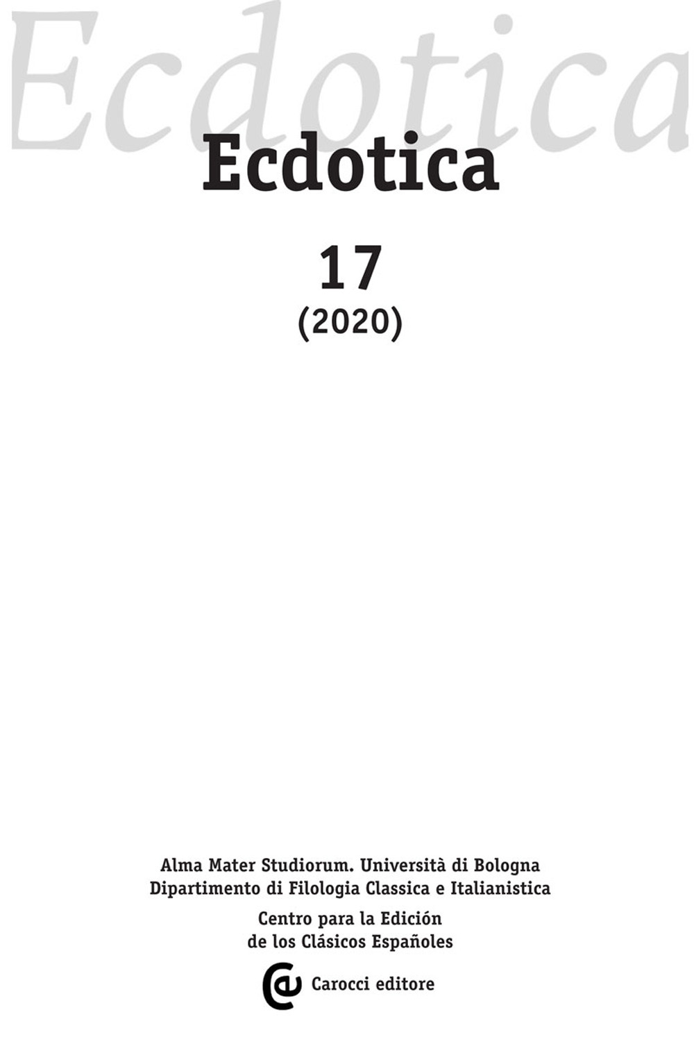 Ecdotica (2020). Vol. 17