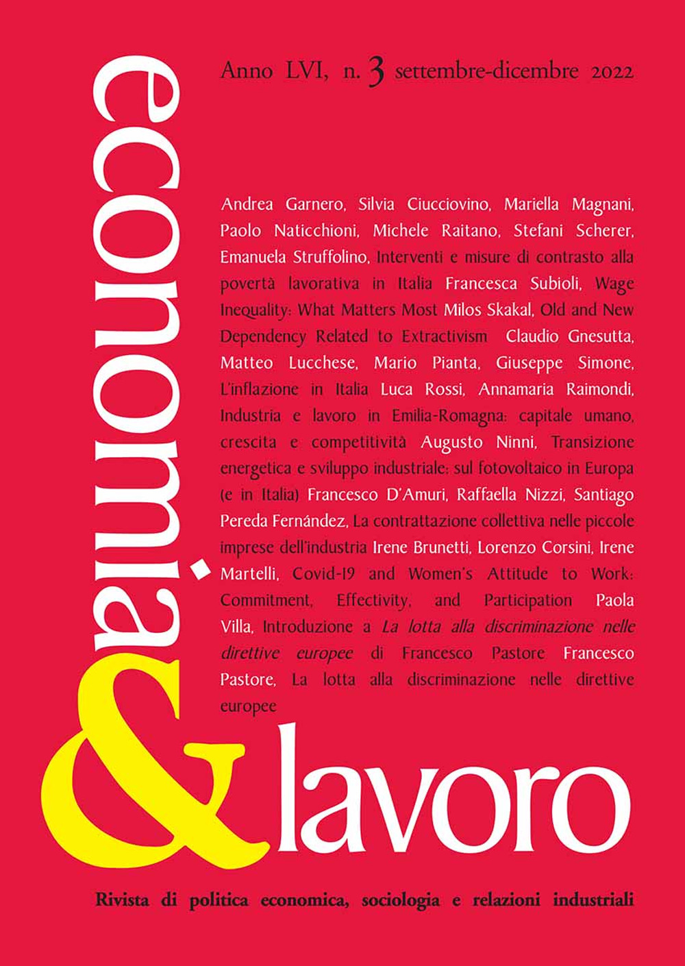 Economia & lavoro (2022). Vol. 3