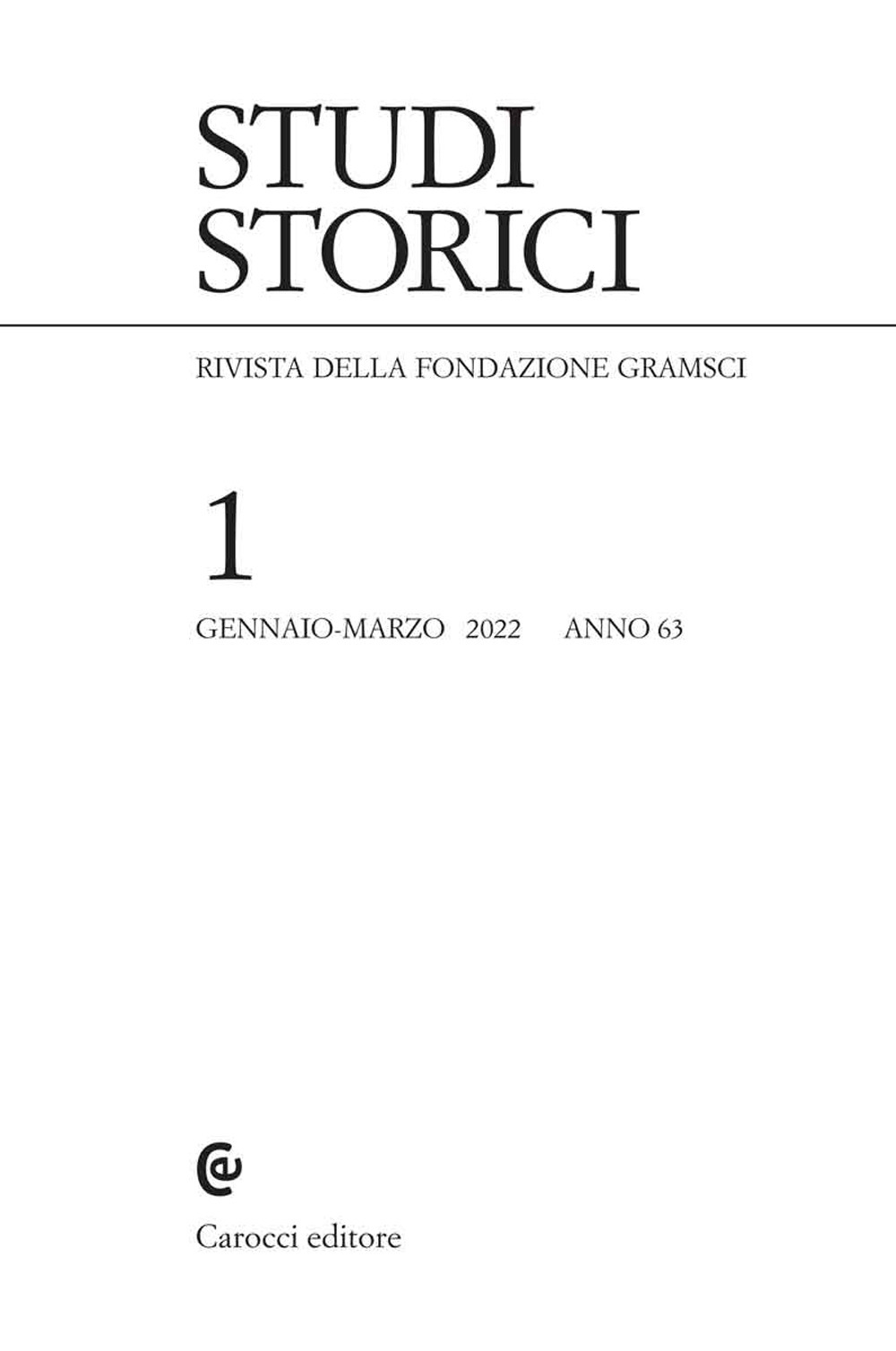 Studi storici (2022). Vol. 1